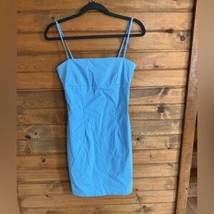 Classic Blue Mini Slip Dress with Thin Straps